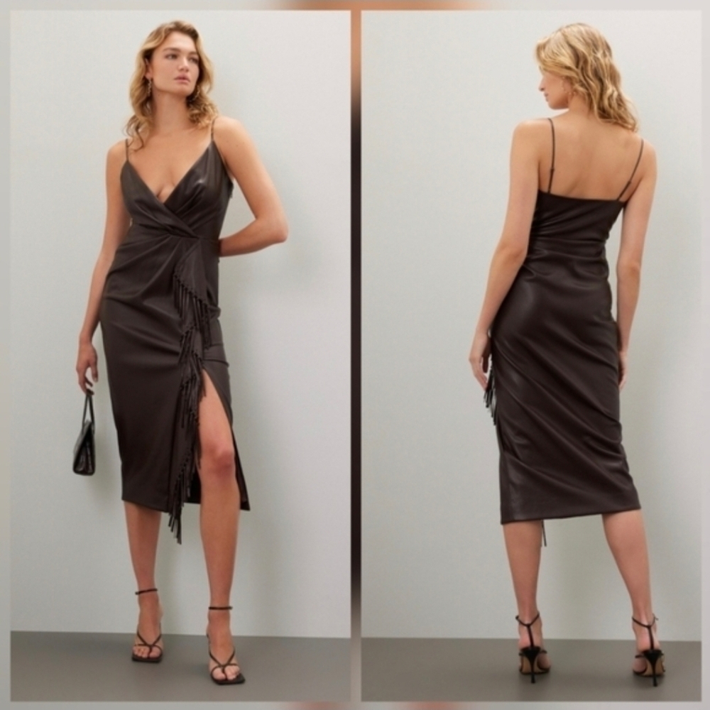 SIMKHAI Carkee Fringe Dress Wrap Sleeveless V-neck Size 0